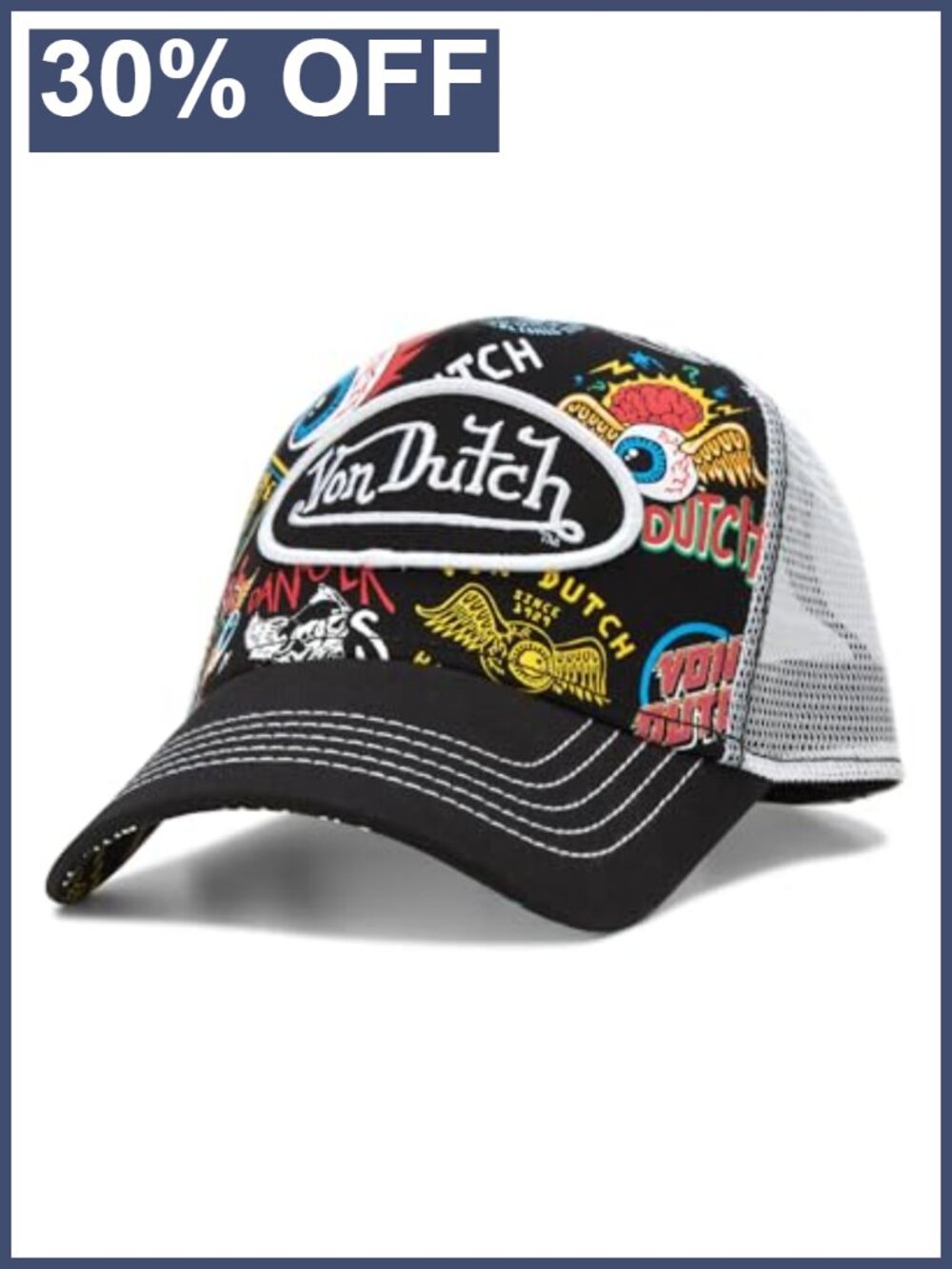 Von Dutch Trucker Cap Mesh Back Curved Bill Snapback Hat